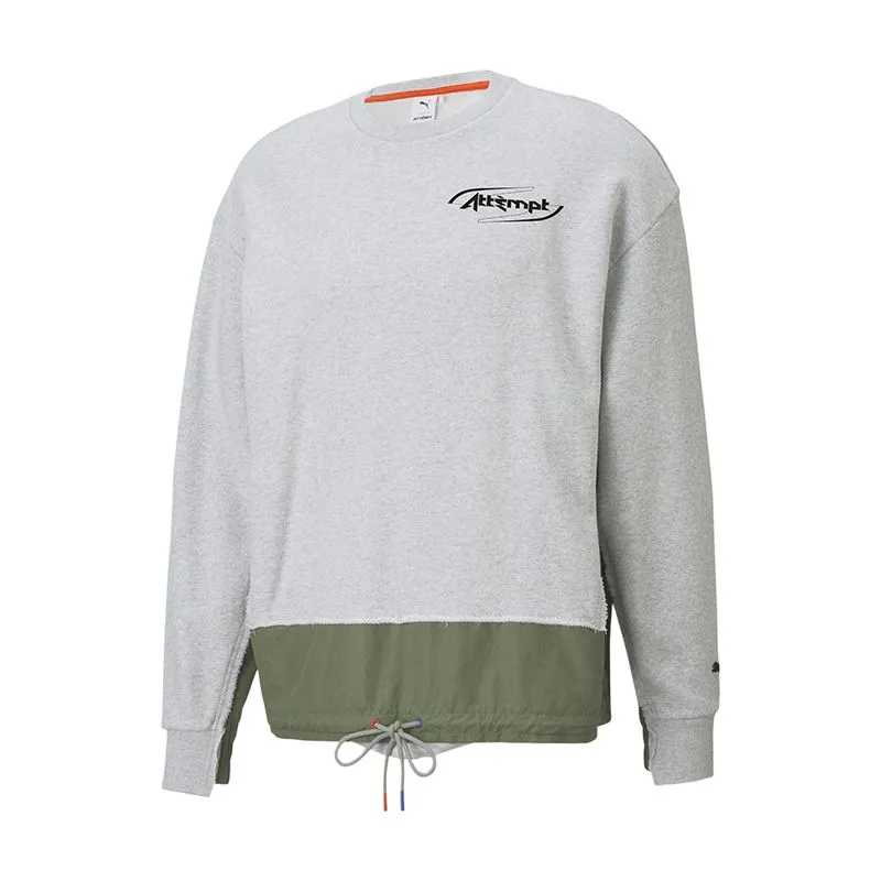 PUMA X ATTEMPT Sweatshirts Men's Light Mixed Gray Crew Neck Moderate Regular