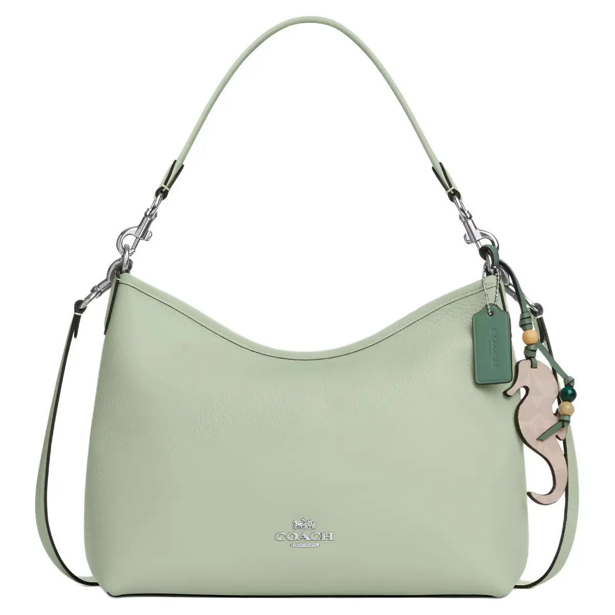 COACH Laurel Soft Litchi Grain Leather With Print Coated Canvas Shoulder Bag Large Women's Green
