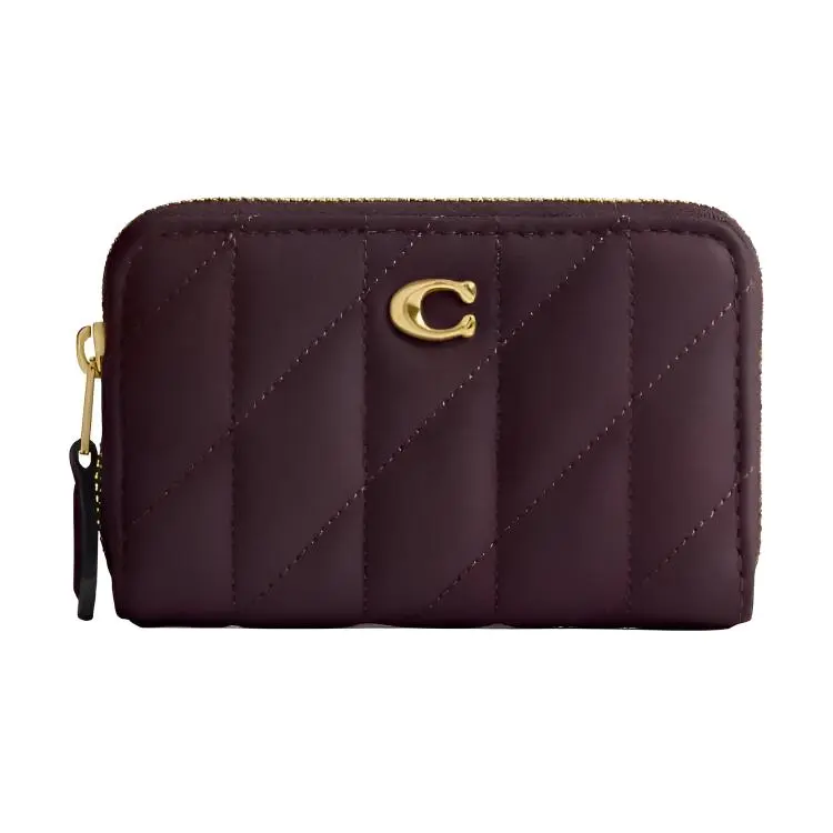 COACH Pillow Nappa Leather Card Holder Regular Women's Black Currant Color
