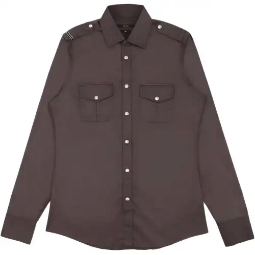GUCCI Shirts Men's Brown Lapel Moderate Other