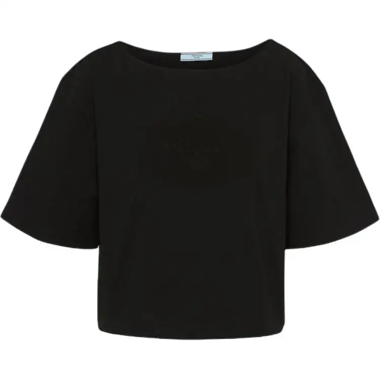 PRADA SS24 Drop Shoulder Sleeve T Shirt Women's Black