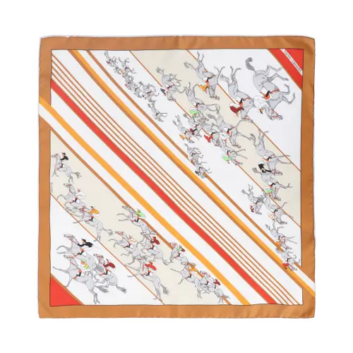 HERMES Mulberry Silk Scarves Women's Caramel