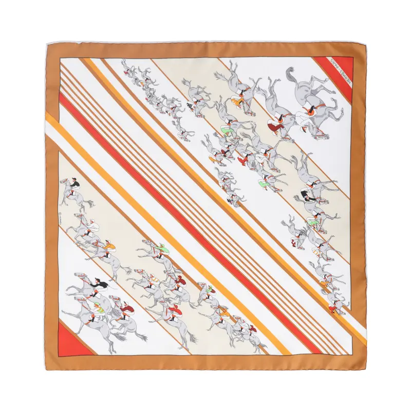 HERMES Mulberry Silk Scarves Women's Caramel