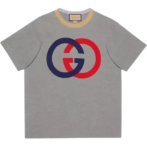 GUCCI T Shirts Men's Gray Crew Neck Moderate Straight Fit