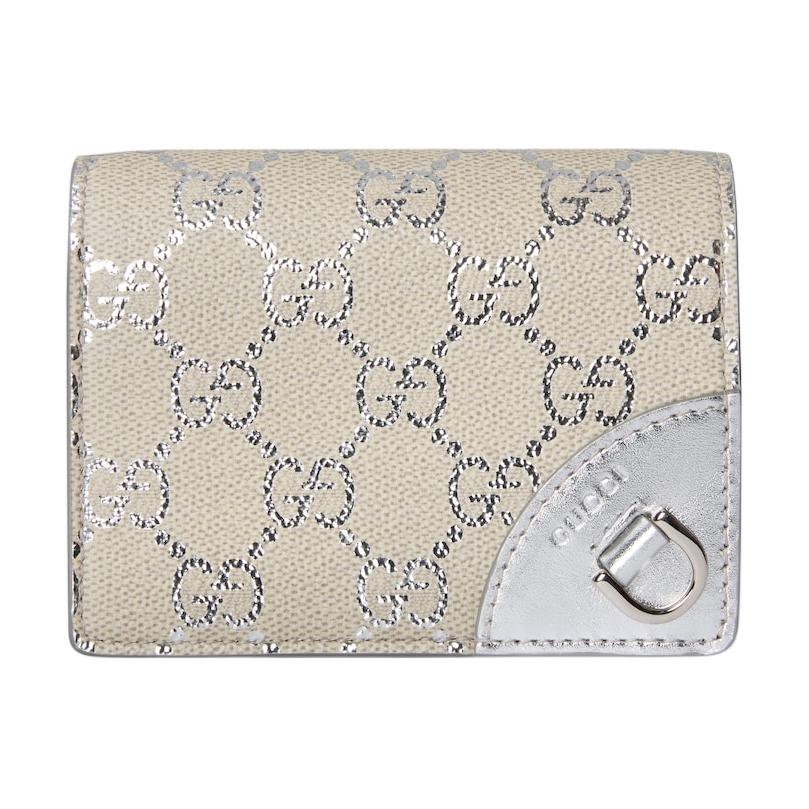 Женский кошелек Gucci GUCCI GG Emblem (бежево-серебряный)