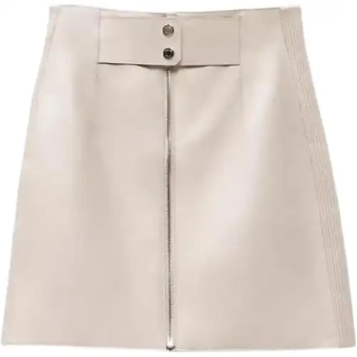 HERMES Leather Short Skirts Women's White Moderate Short Other