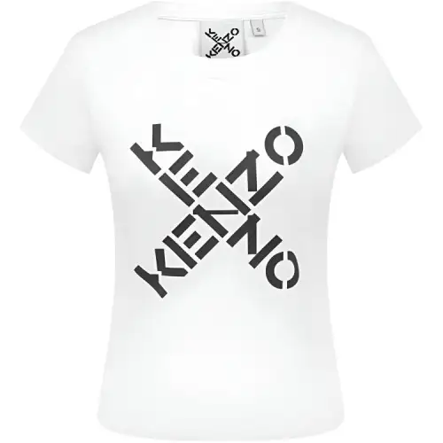 KENZO Letter Logo T Shirts Women's White Crew Neck Moderate Straight Fit