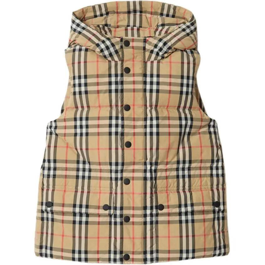 Burberry Kids Down Vests Hooded Moderate Down Vest Moderate