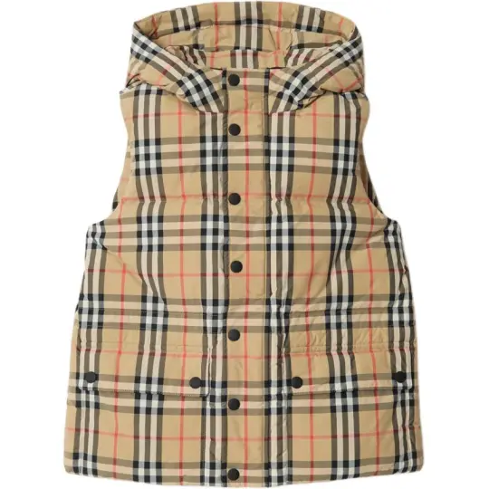 Burberry Kids Down Vests Hooded Moderate Down Vest Moderate