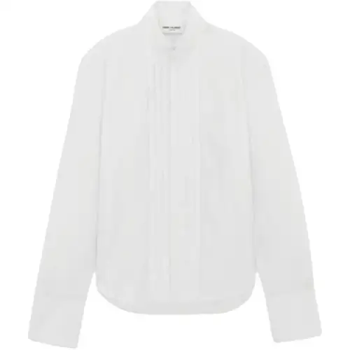 SAINT LAURENT Pleated Shirt In Cotton Poplin Shirt Men's White