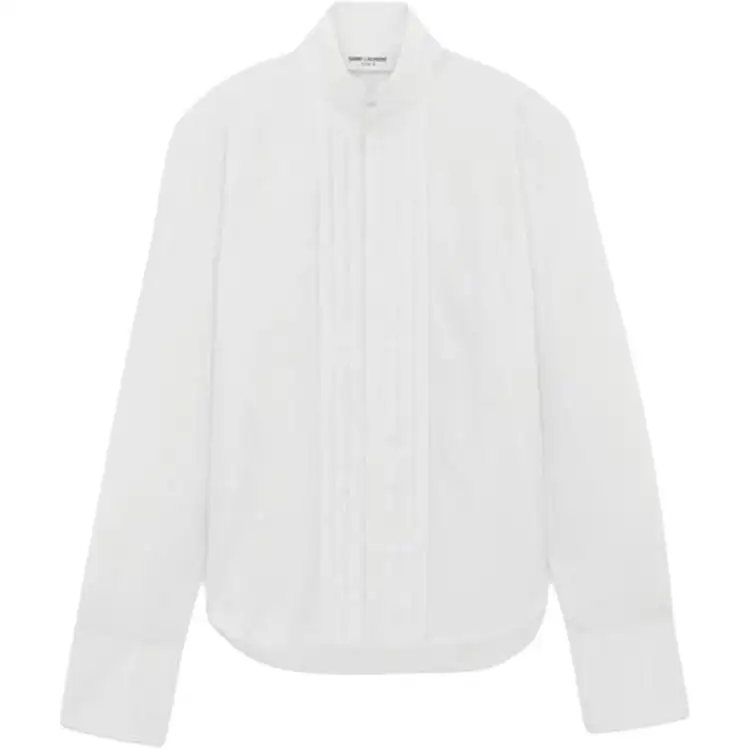 SAINT LAURENT Pleated Shirt In Cotton Poplin Shirt Men's White