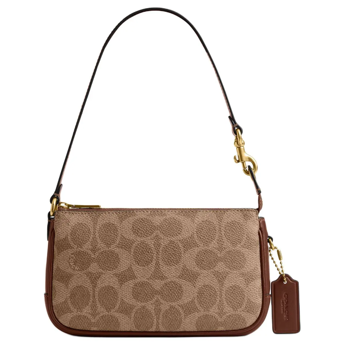 COACH Plaza Artificial Leather With Cow Leather Handbag, Shoulder Bag Small Women's Brown Yellow