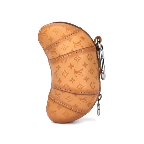 LOUIS VUITTON Leather Charm Coin Purse Unisex Brown Yellow