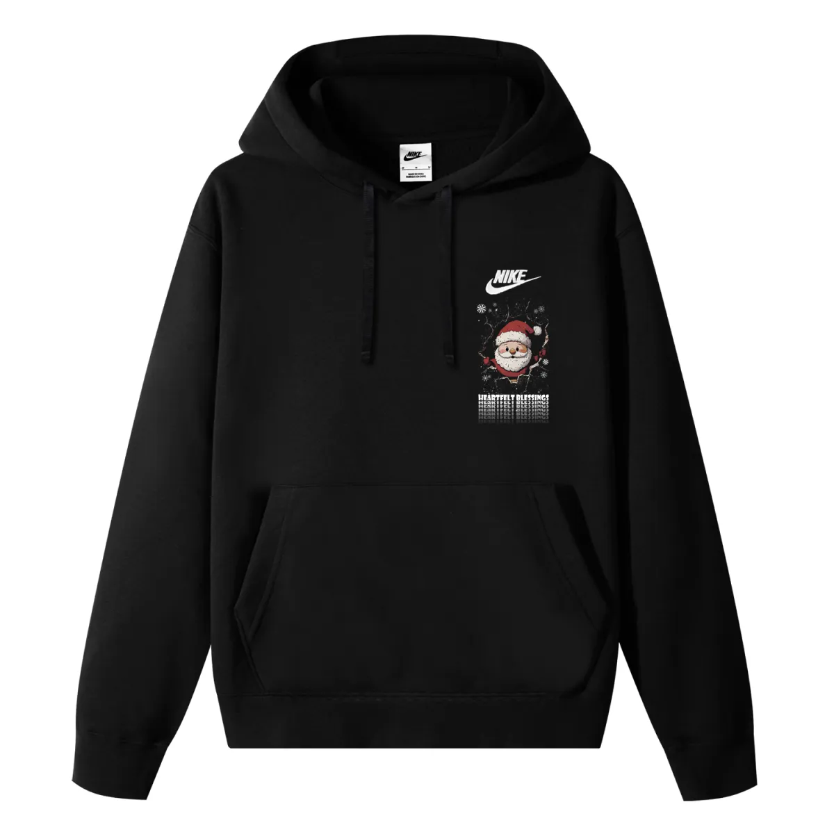 Nike Sportswear Club Fleece Lined Wall Breaking Christmas Thermal Pullover Hooded Sports Sweatshirt Unisex Black