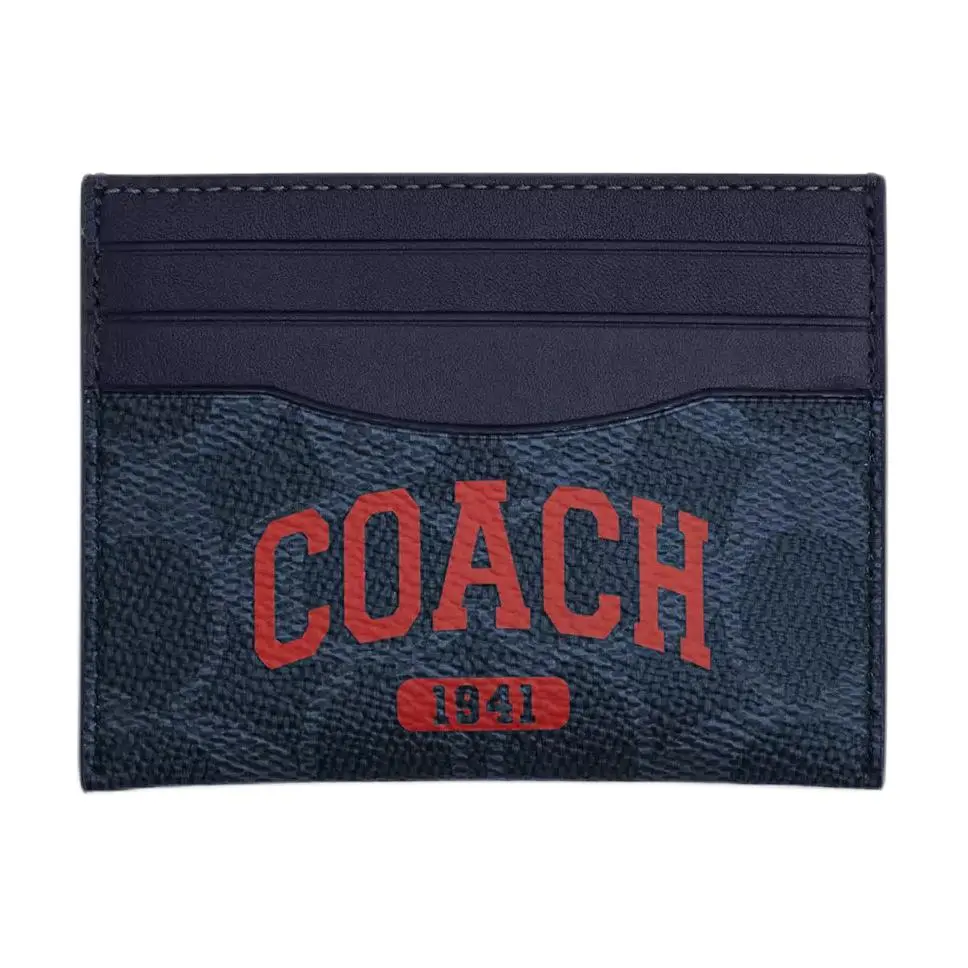 COACH Coated Canvas With Calfskin Card Holders Men's Blue