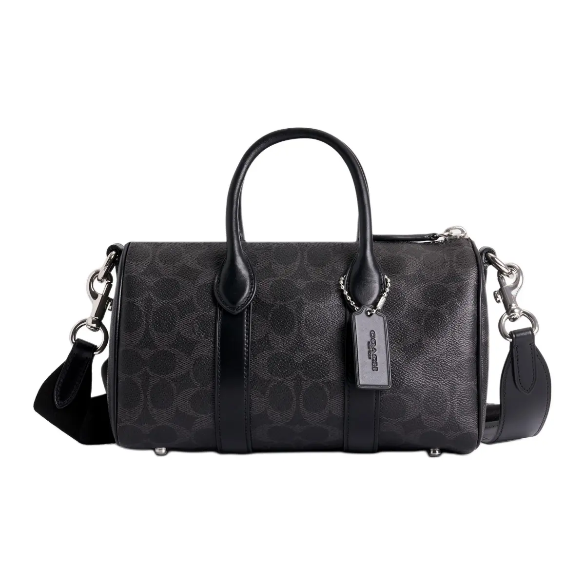 COACH Artificial Leather Bowling Bag, Shoulder Bag, Crossbody Bag, Handbag Medium Unisex Black