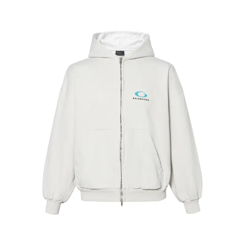 Balenciaga Logo Printed Zip-Up Jacket