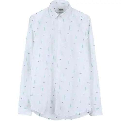 KENZO Shirts Women's White Pointed Collar Moderate Shirt