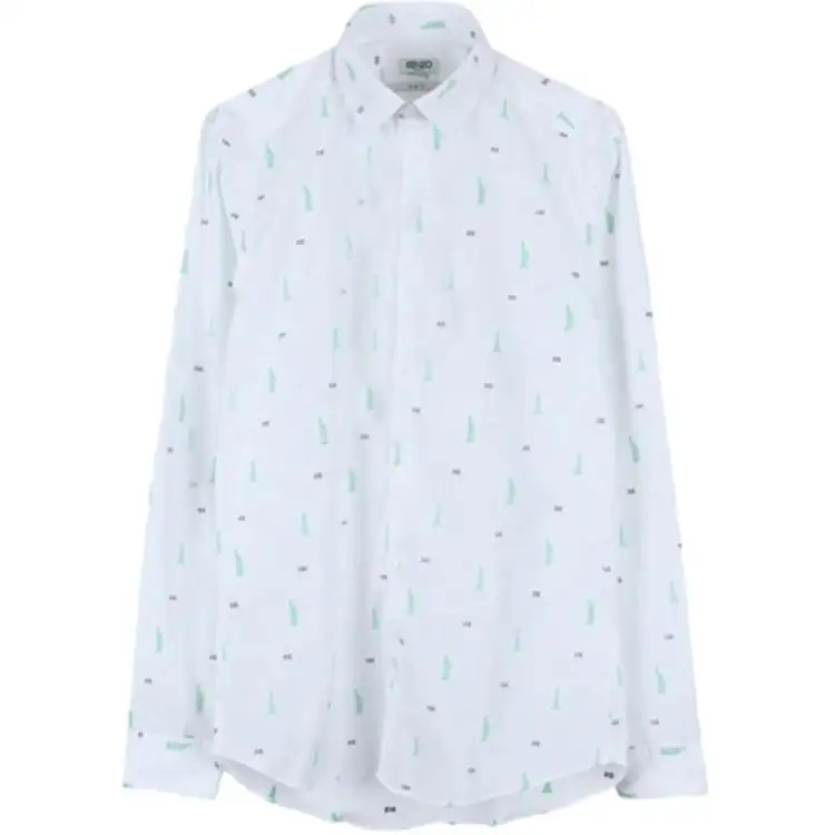 KENZO Shirts Women's White Pointed Collar Moderate Shirt