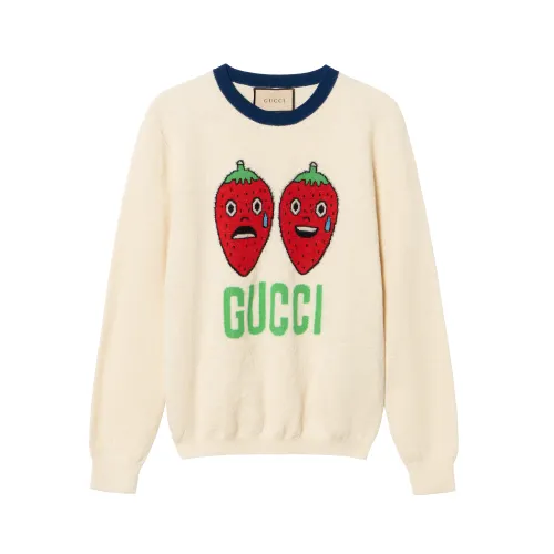 GUCCI Sweaters Men's Ecru Crew Neck Moderate Other