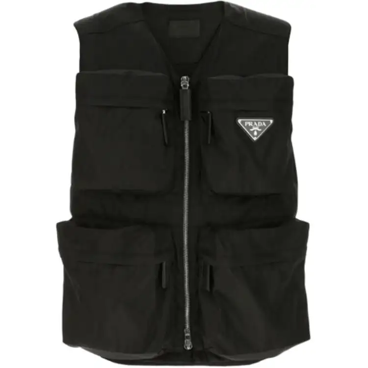 PRADA Vests Men's Black V Neck Moderate Other