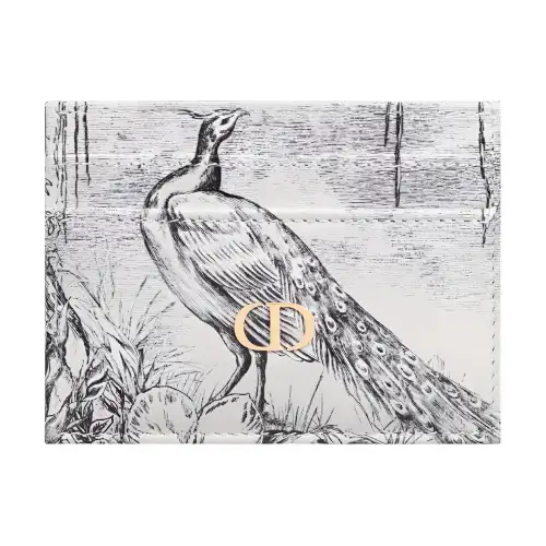 DIOR Caro Cow Leather Card Holder Women's White/Black