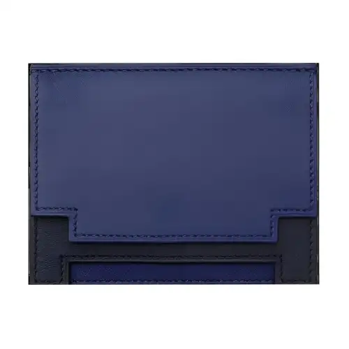 HERMES Swift Leather Card Holder Men's Indigo