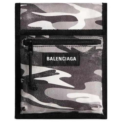 Balenciaga Explorer Nylon Crossbody Bags Small Men's Gray Camouflage
