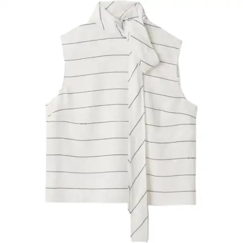 MIU MIU Tie-Neck Striped Sleeveless Top