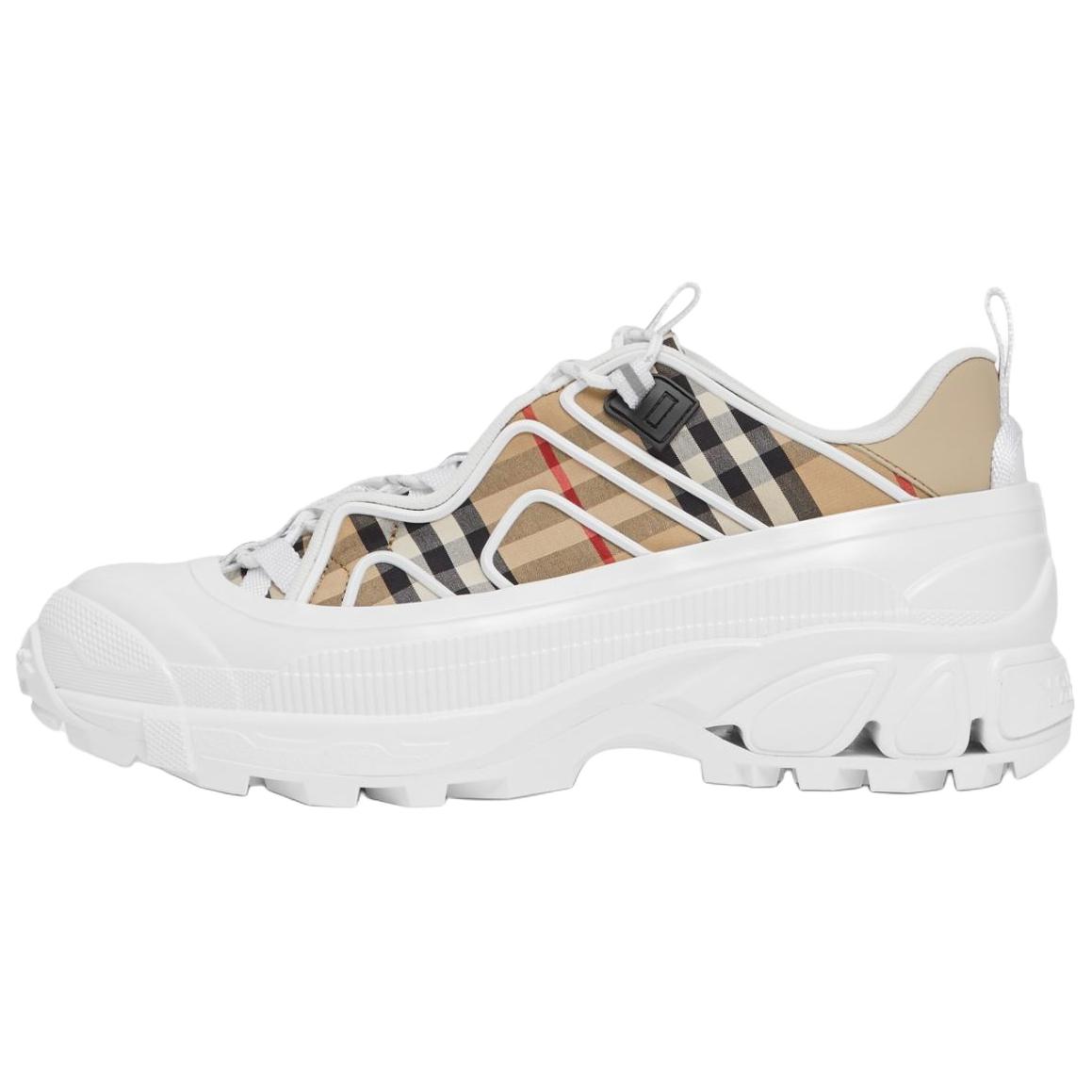 Burberry Burberry Винтаж Артур кожаный Кожа принт хлопок Борьба с низкими видами спорта для отдыха обувь мужской стиль классический тибетский цвет "слоновой кости"