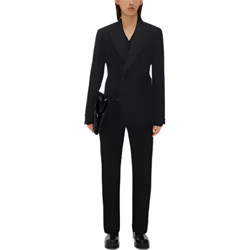 Bottega Veneta Business Suits Men's Black Suit Collar Moderate Business Suit