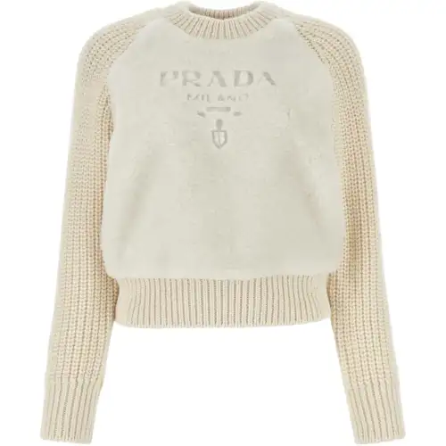 PRADA Sweaters Women's Beige Crew Neck Moderate Other