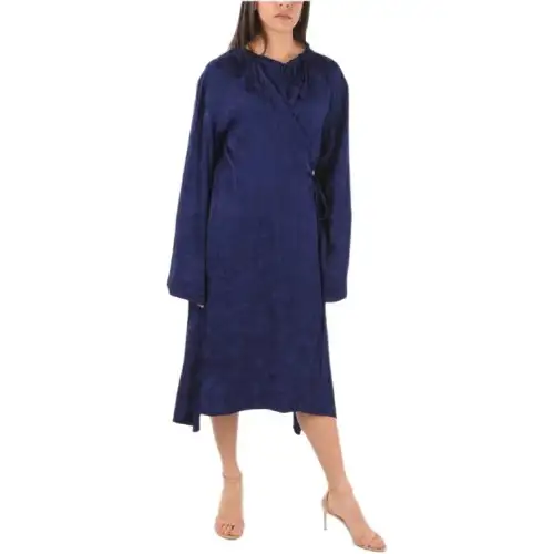 Balenciaga Long Sleeved Dress Loose Fit Women's Blue