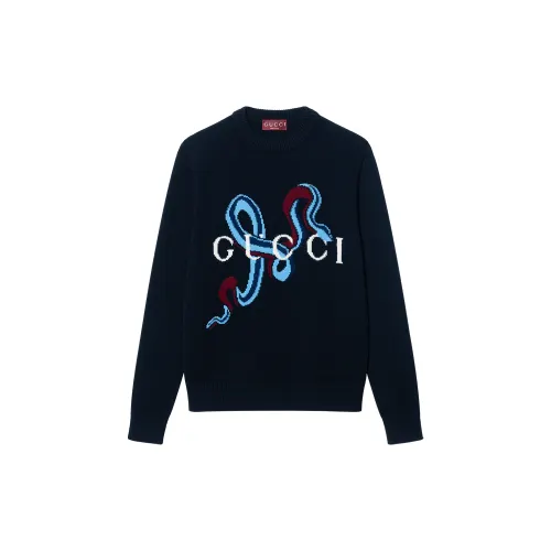 GUCCI Sweaters Men's Blue Crew Neck Moderate Other