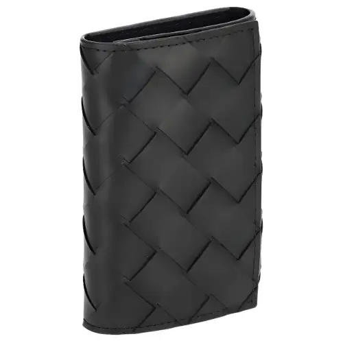 Bottega Veneta Calfskin Key Pouch Unisex Black