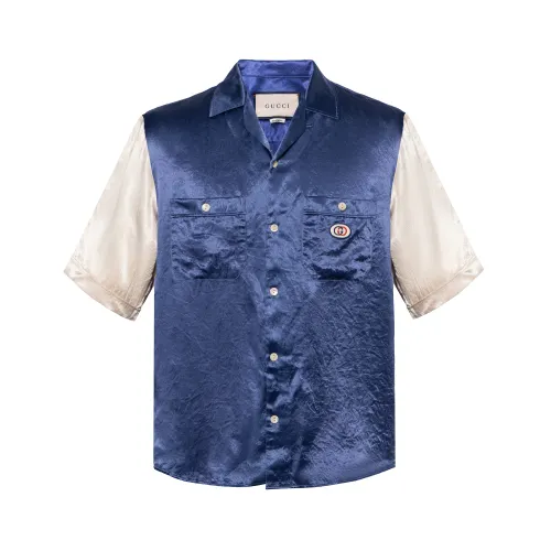 GUCCI Shirts Men's Blue Lapel Moderate Other