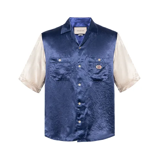 GUCCI Shirts Men's Blue Lapel Moderate Other