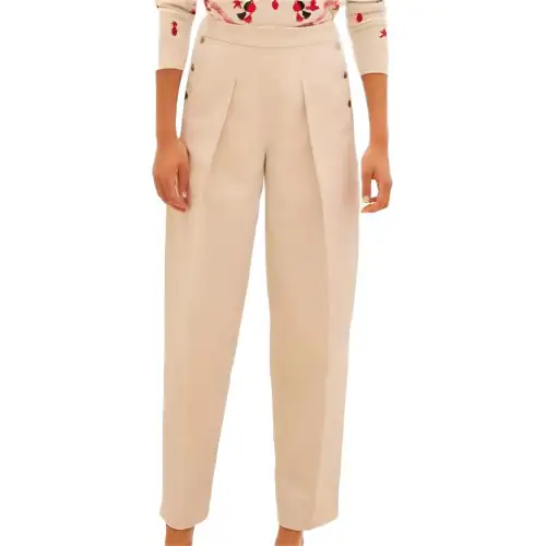 HERMES Casual Pants Women's Beige Moderate Straight Fit Pants