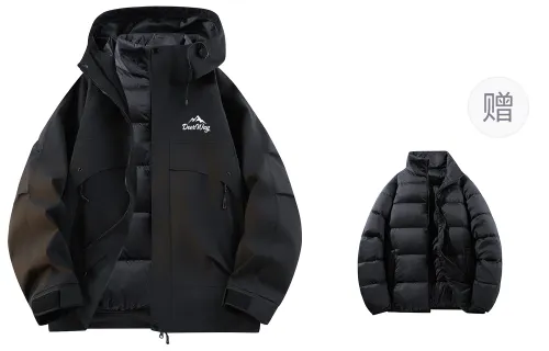 DEERWAY Travel fashionable sports comfortable removable waterproof liner with hood, windproof keep warm jacket for men and women, with your logo imprint, oversize, three-in-one
