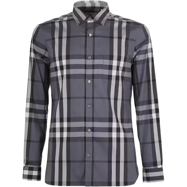 Burberry Shirts Men's Dark Gray Pointed Collar Moderate Shirt
