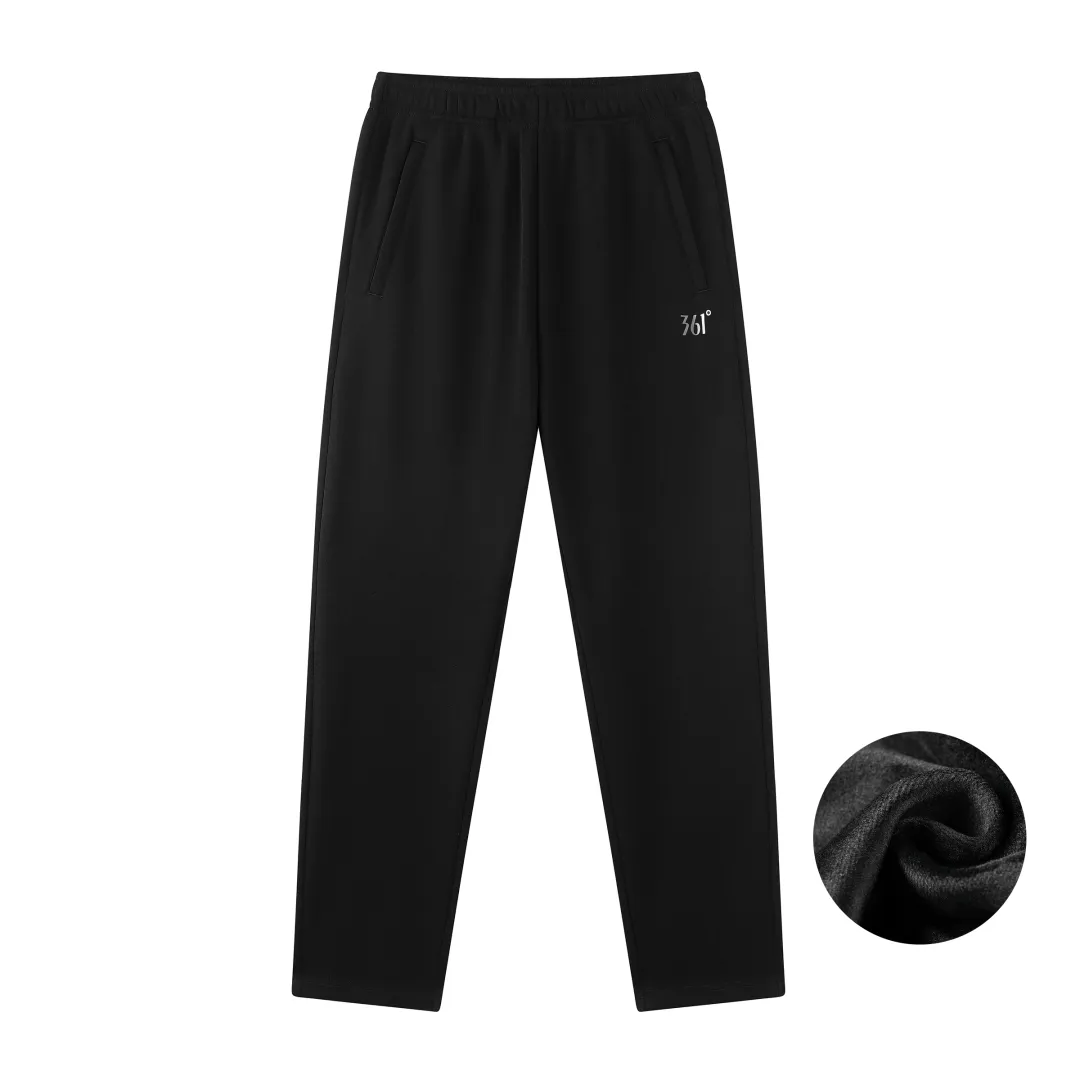 361° Knitted Sweatpants Unisex Super Black Thickened Straight Fit Pants