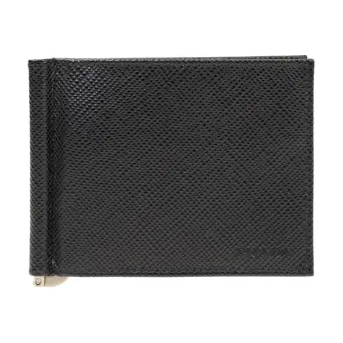 PRADA Leather Card Holder Women's Black