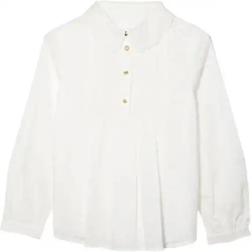 Chloe, lace solid long-sleeve, children's shirt, with embroidery