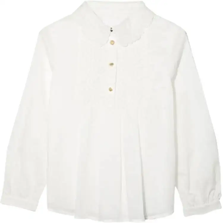 Chloe, lace solid long-sleeve, children's shirt, with embroidery