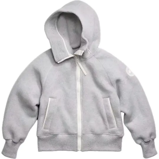 Canada Goose Chilliwack Series SS25 White Label, погодоустойчивая передняя теплая короткая шерстяная флисовая куртка для женщин, серая, серебристая