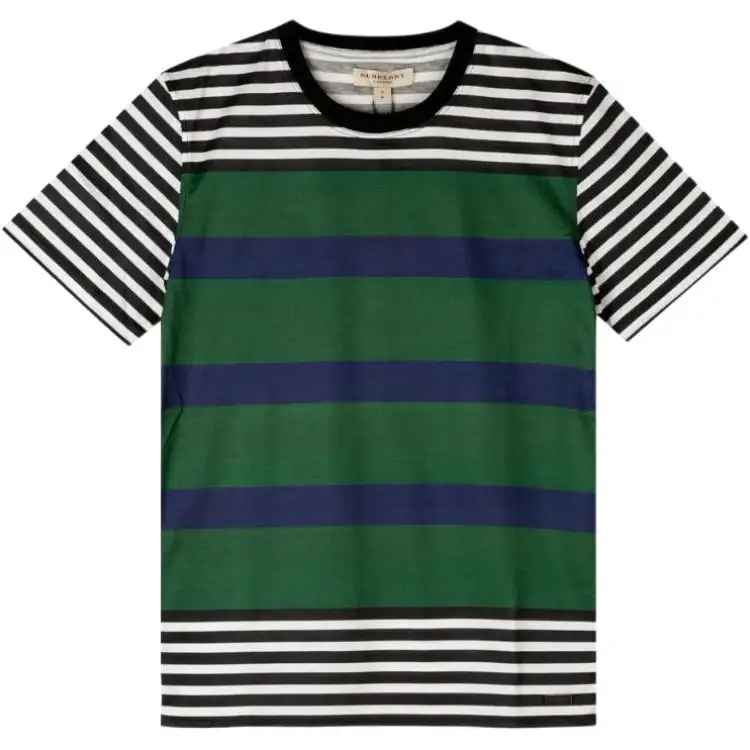Burberry T Shirts Men's Green Crew Neck Moderate Straight Fit