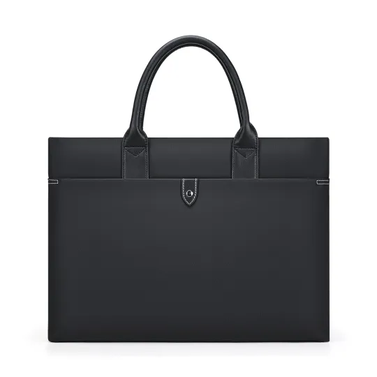 WilliamPOLO 15.6 Inches Laptop Bag, Fabric+Microfiber Leather, Briefcase Couple Same Style Commute, Document Bag