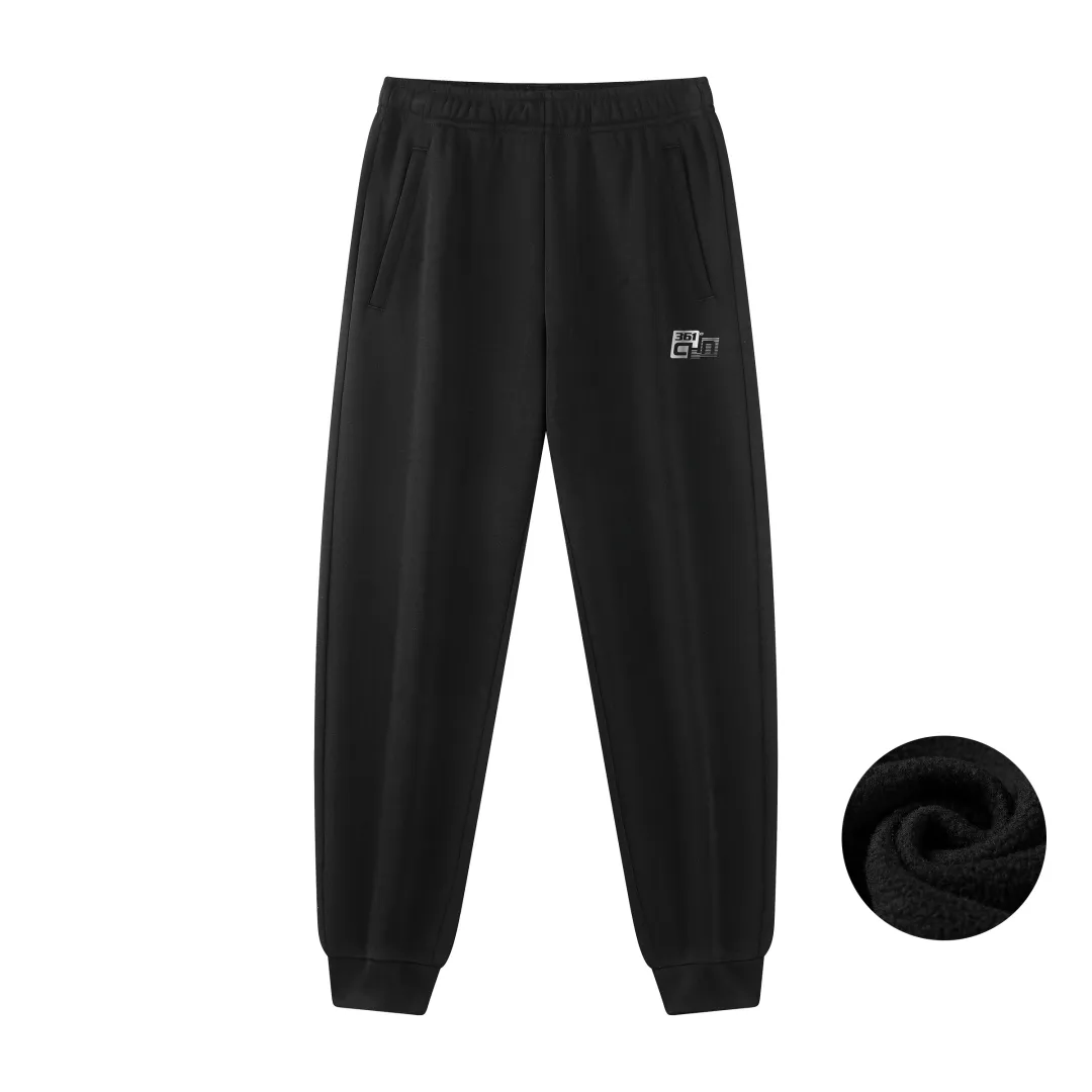 361° Fleece Lined Thermal Fashion Versatile Comfortable Outdoor Running Elastic Cuff Knitted Sweatpants Unisex