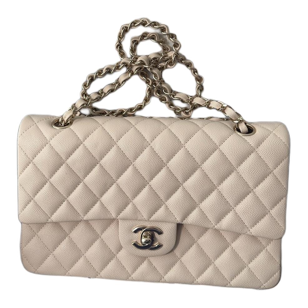 Женская сумка Chanel Classic Flap CF (бежевая) — фото 3