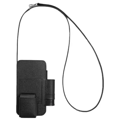 HERMES Hermèsway Epsom Swift With Box Calfskin Cell Phone Pouch Women's Black